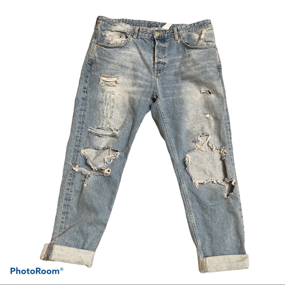&Denim destroyed ripped jeans boyfriend size 31
